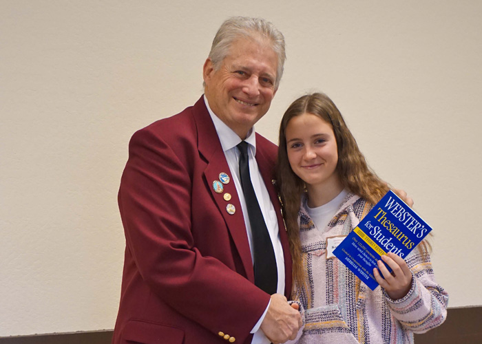 Left to right are Gary Grayson, Exalted ruler - Elks Lodge #6, Katherine Davies, Cal Middle School