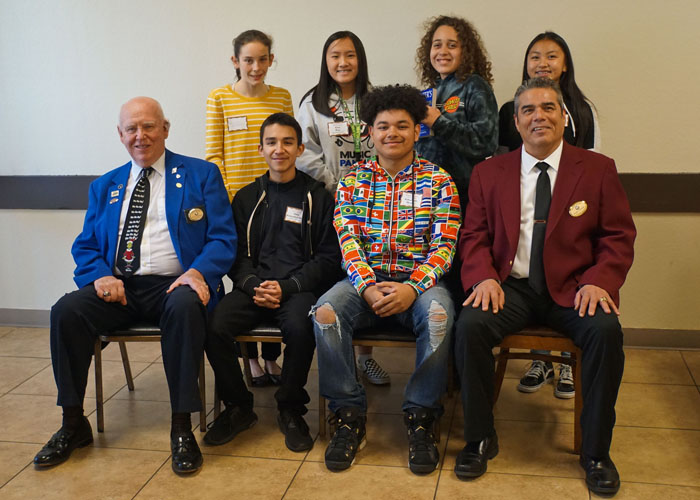 Seated from left to right are Stephen Clazie, Elks 6 Scholarship Chair; Aldo Gonzalez-Ruiz, John F. Kennedy High School; Jabarious Moore, 
                        Capital City School; and Rudy Toralez, Elks 6 Leading Knight.  Standing are Alicia Romani, California Middle School; Lisa Pan, Sam Brannan Middle School; Robert Michell III, 
                        Sutter Middle School; and Megan Vang, Will C. Wood Middle School.  Not pictured is Luckypaul Moua from Genevieve Didion K-8.